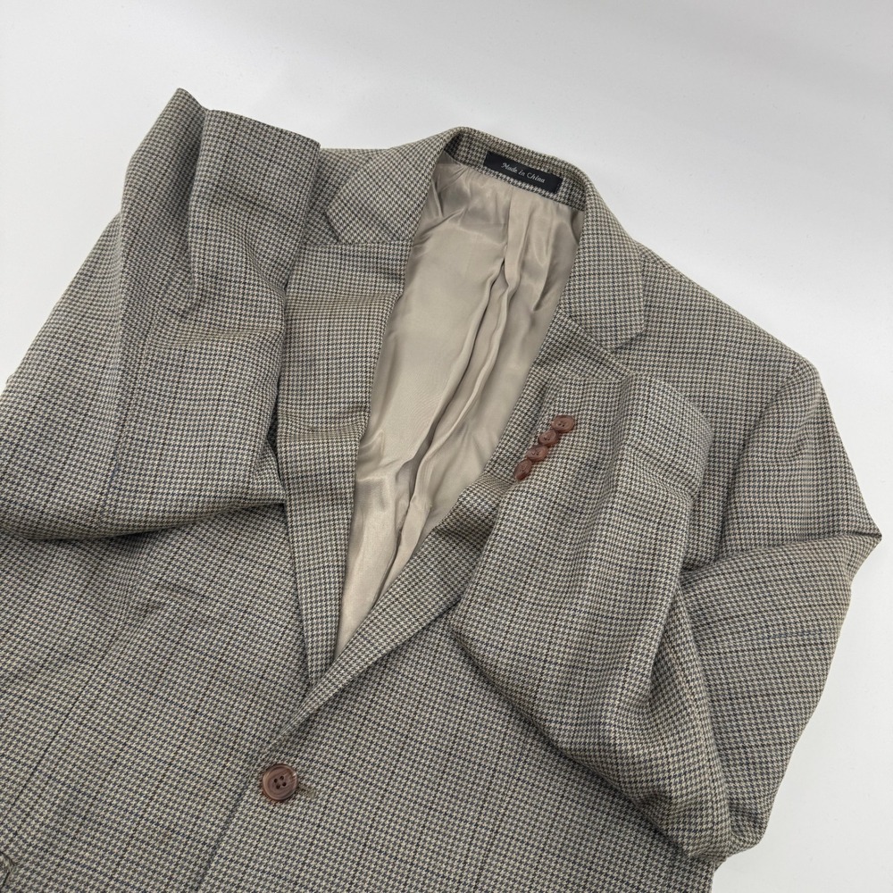Lauren Ralph Lauren Men Houndstooth Wool Silk Blend Blazer‎ Sport Coat 40R